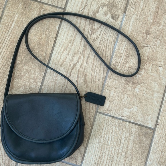 Vintage Coach Casey Black Leather Crossbody Bag - Picture 1 of 8